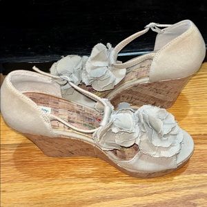 Olsenboye Wedge Heels with Canvas Flowers and Strap